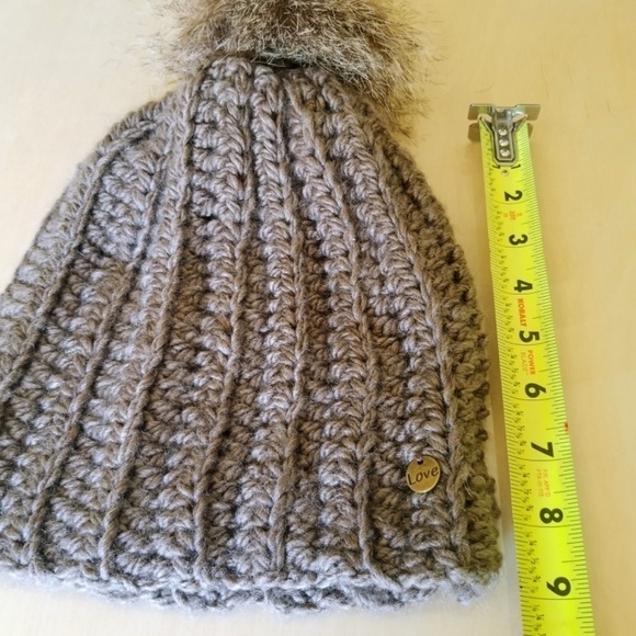 Handcrafted Crochet Beanie Hat- By Mom -Made With Love -Womens Taupe - Picture 7 of 7